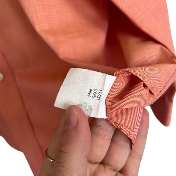 Vintage LL Bean Cotton Salmon Button Down Shirt Mens 15-35 - Picture 9 of 16